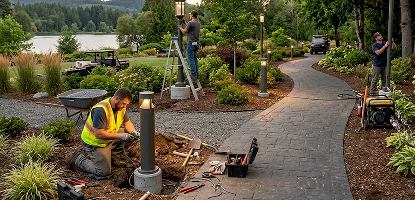 Landscape Post, Pole, and Bollard Lighting Installation in Newark