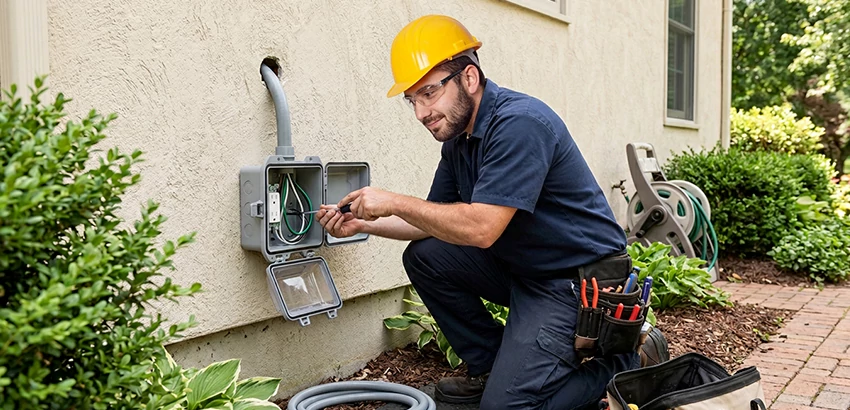 Outdoor Outlet Installation on Vinyl Siding in Newark